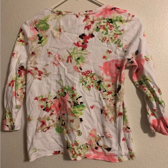 PIMA Cotton Petite Small White Floral Top‎ - Picture 4 of 4